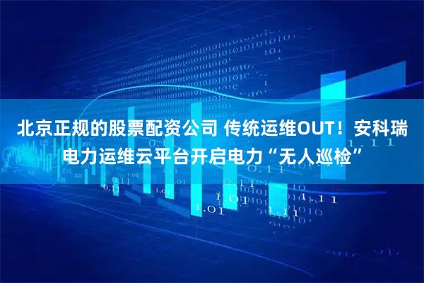 北京正规的股票配资公司 传统运维OUT！安科瑞电力运维云平台开启电力“无人巡检”