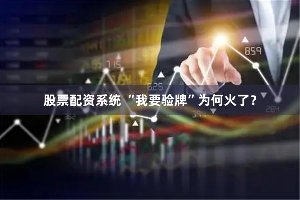 股票配资系统 “我要验牌”为何火了？